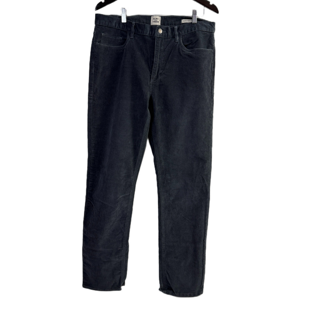 Flint and Tinder Corduroy Pants Mens 34 Gray Straight Fit Chino Huckberry 35x31